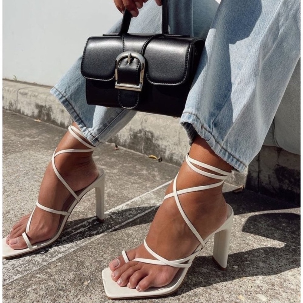 Billini Cheyanne white block heels